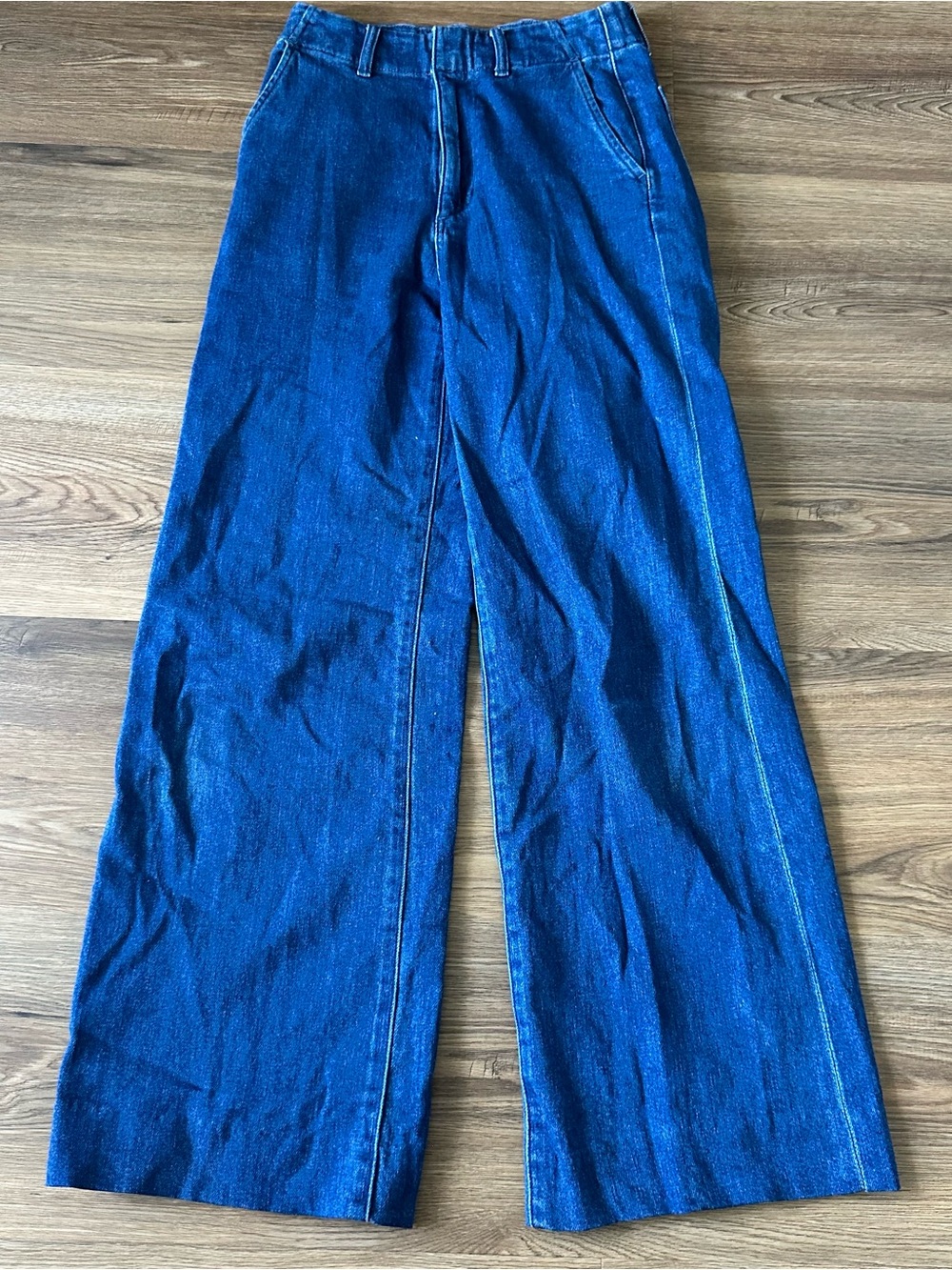 Uniqlo Women’s Wide‎ Leg High Waist Denim Jeans Stretch XS 24x30 Boho Preppy